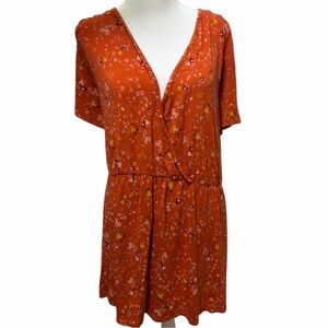 Simply Be Rust Floral Wrap-Style Tunic – US 26 (UK 30 / EU 58)